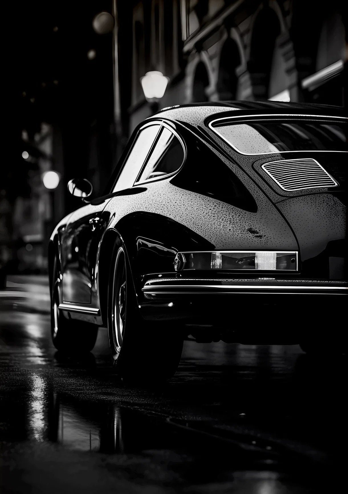 Retro Black & White Car Diamond Painting Kit | Mosaic Wall Art