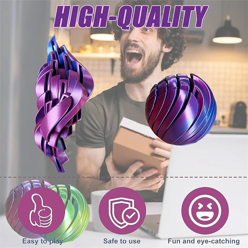 Slime Ball Fidget Toy 3D Printed Twistsphere Fidget Toy Gear Liquid Flow Ball With Rotating Design Anxiety Relief Toys For Offic Peaceful Pleasures Health and Wellness
