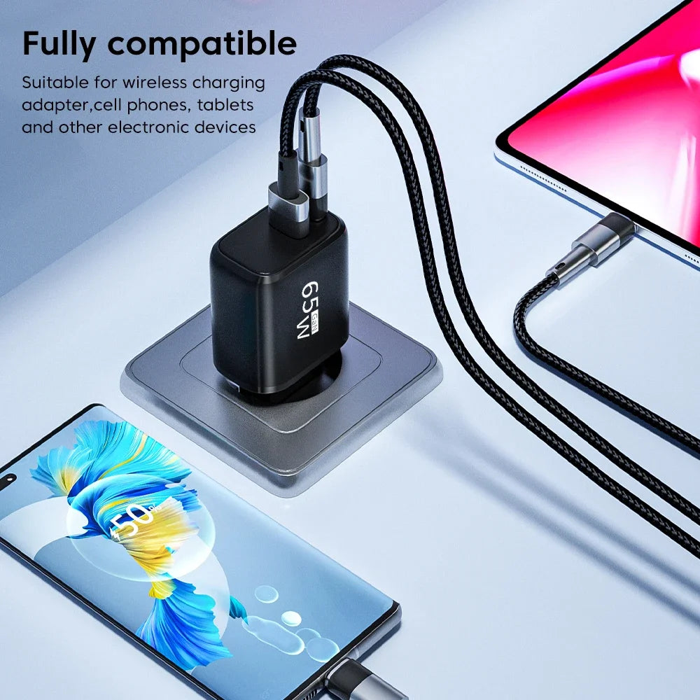 GaN 65W USB-C Fast Charger QC3.0 PD – iPhone, Samsung, Tablet