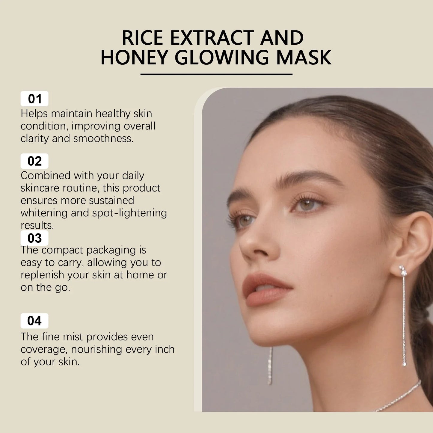 150g Rice Extract Honey Face Mask Hydrating Brightening Firming Shrink Pores Repair Soft Improve Elasticity Glowing Facial Mask Peaceful Pleasures Health and Wellness