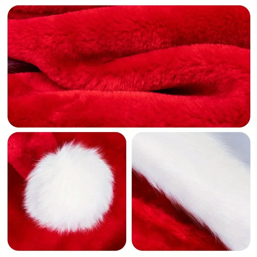 Plush Santa Hat for Adults & Kids – Adjustable Christmas Cap