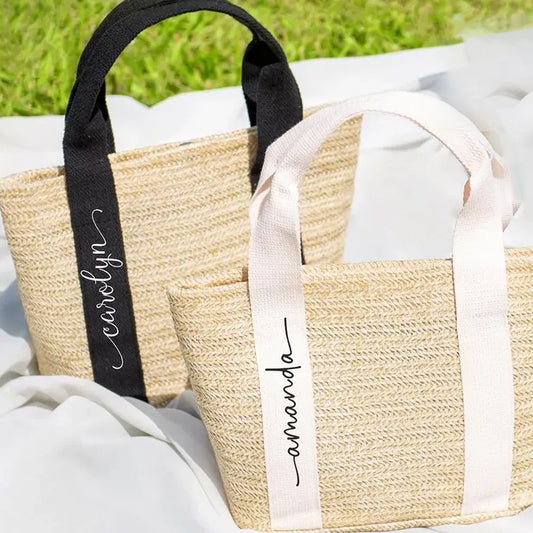 Custom Burlap Tote Bag | Bridesmaid & Bachelorette Beach Gift Personalized Tote Bag Peaceful Pleasures Health and Wellness