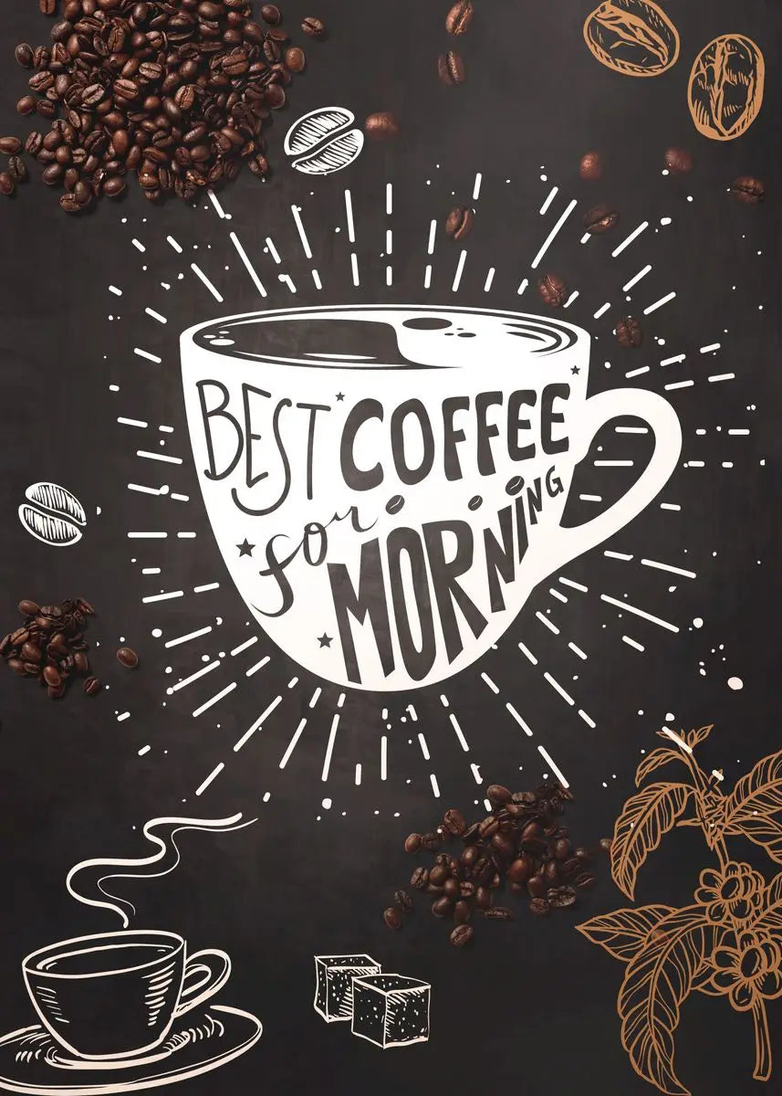 Nordic Coffee Canvas Wall Art | Café Kitchen Chalkboard Print