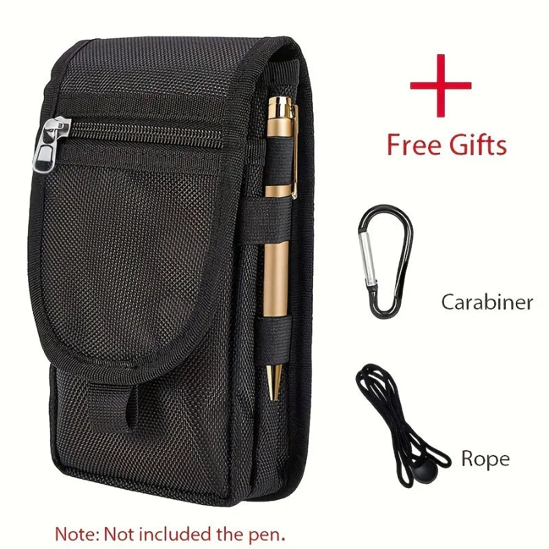 Outdoor Leisure Nylon Wear-resistant Waist Bag with A Three-compartment Layered Design for Pen Insertion Peaceful Pleasures Health and Wellness black