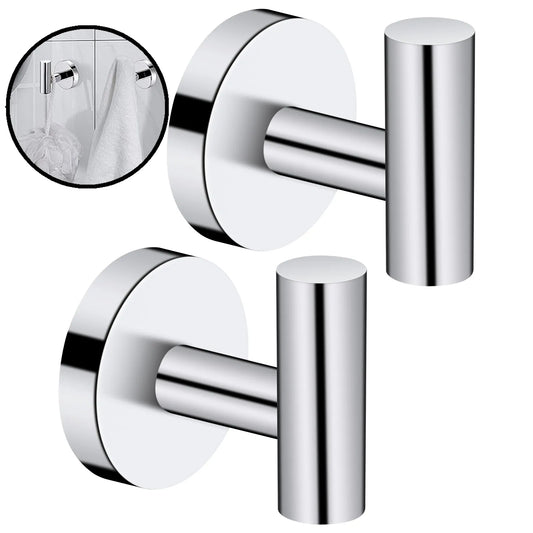 2-Pack Stainless Steel Wall Towel & Robe Hooks | Polished Wall Towel Hooks Peaceful Pleasures Health and Wellness