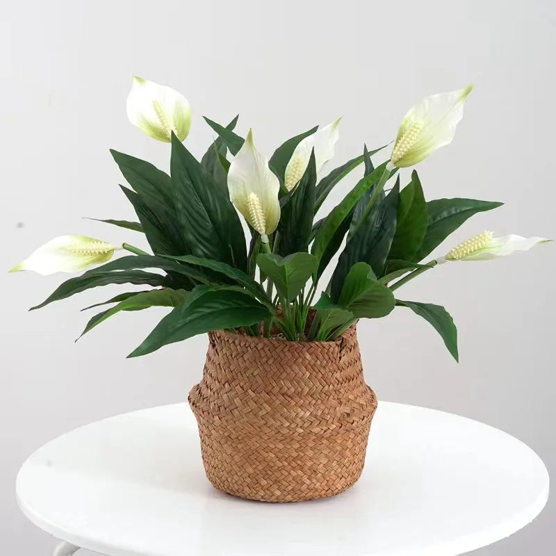 Yannew 4pcs UV Resistant Artificial Spathiphyllum Silk Flowers
