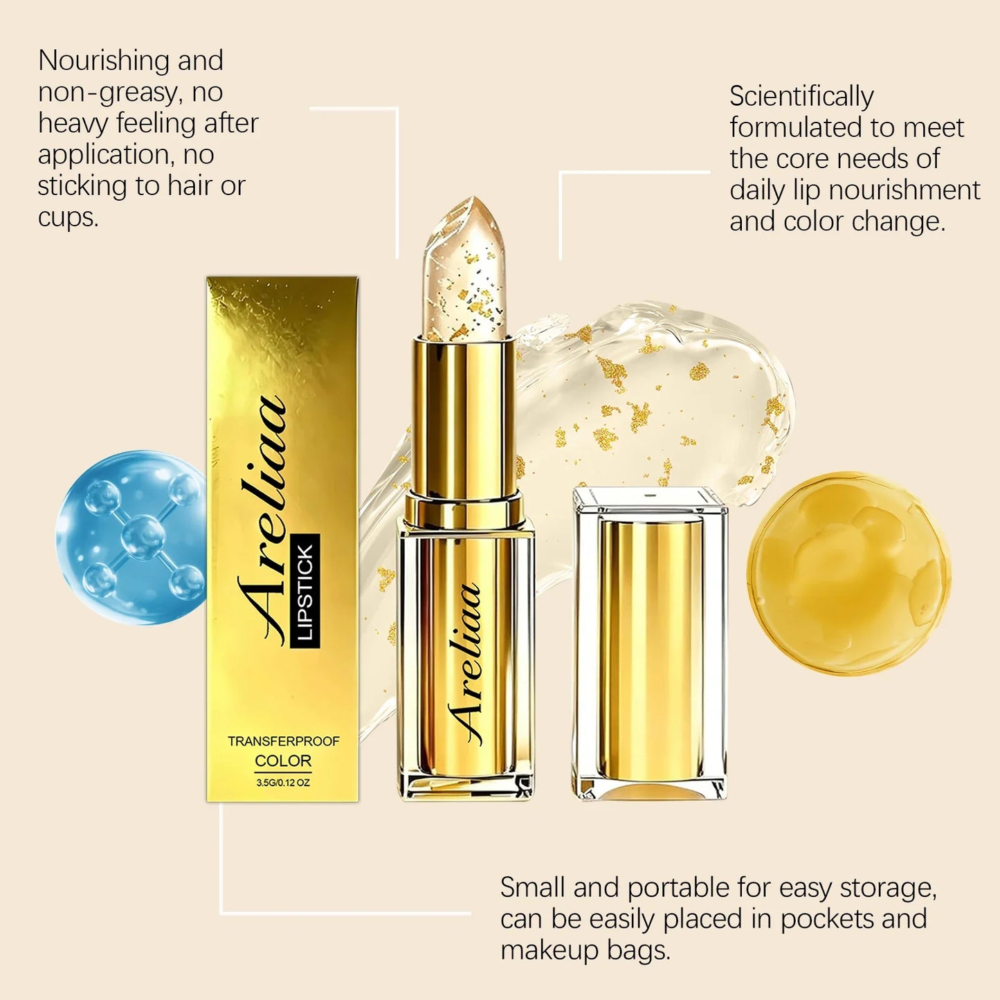 Gold Foil pH Color Changing Lip Balm & Moisturizing Lip Gloss