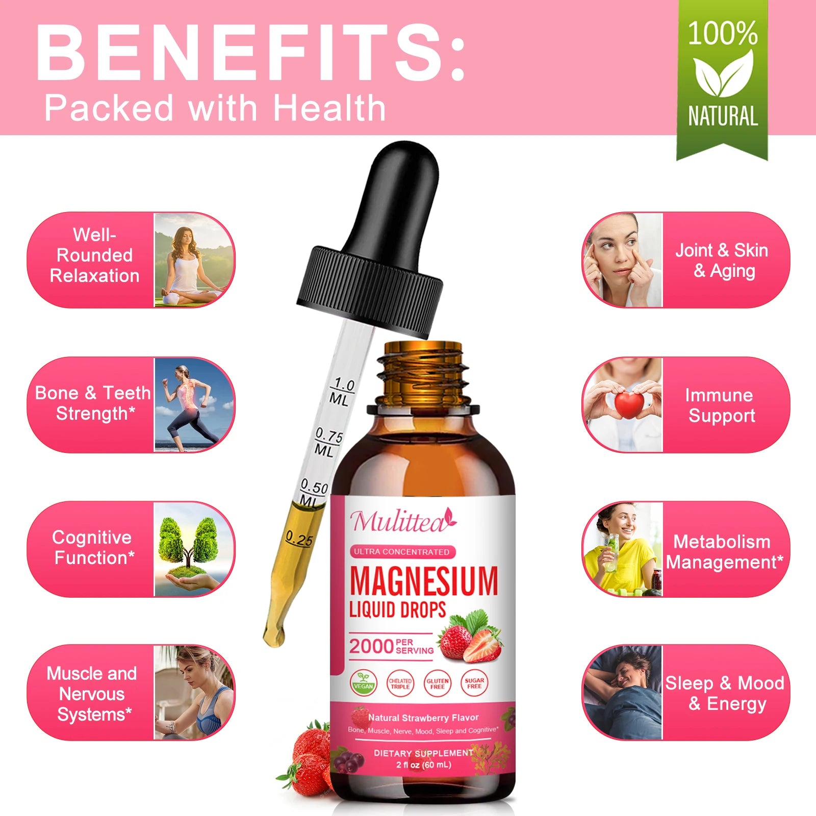 Liquid Magnesium Glycinate 500mg Drops – Sleep, Nerve & Muscle Support | 60ml Peaceful Pleasures Health and Wellness