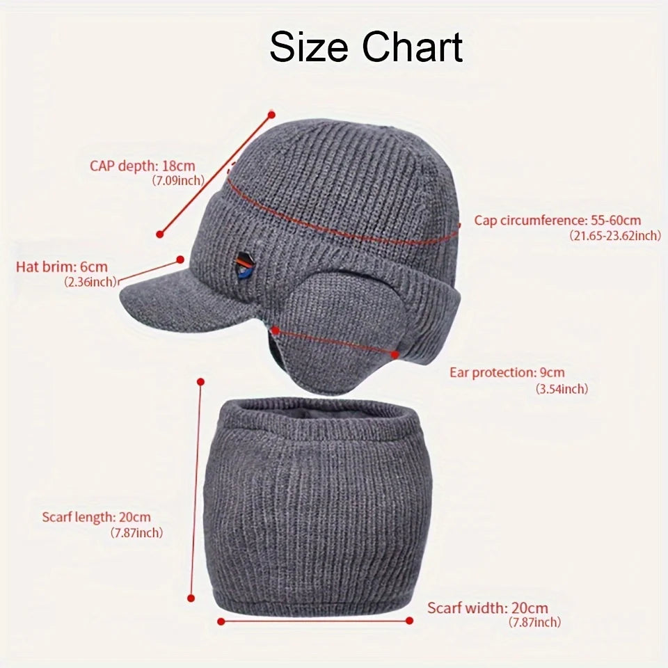 Winter Knitted Balaclava Hat & Scarf Set Thermal Lined Beanie, Ear Protection, Unisex Cold Weather Face Mask for Outdoor Sports Peaceful Pleasures Health and Wellness