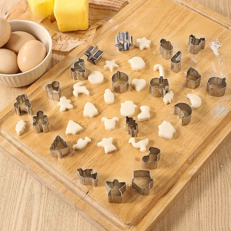 DIY 20Pcs/Set Mini Stainless Steel Cookie Cutter Biscuit Mold Christmas Deer Head Snowman Molds Tools Fondant Gingerbread Man Peaceful Pleasures Health and Wellness