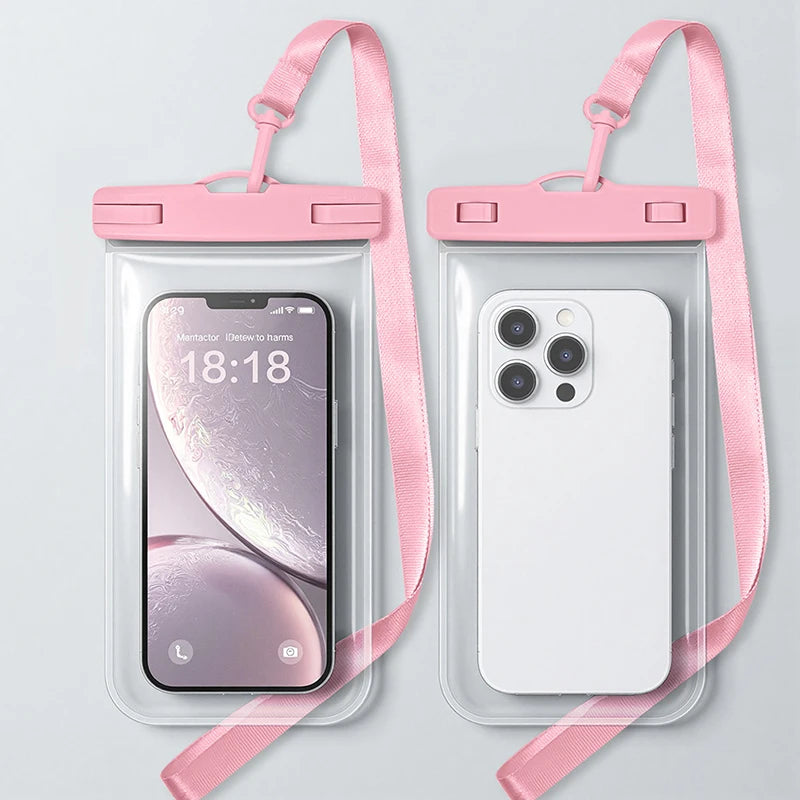 phone armbands and pouches waterproof phone pack diving phone case waterproof mobile phone bag transparent pouch for swimming Peaceful Pleasures Health and Wellness Pink(7.5 inch)