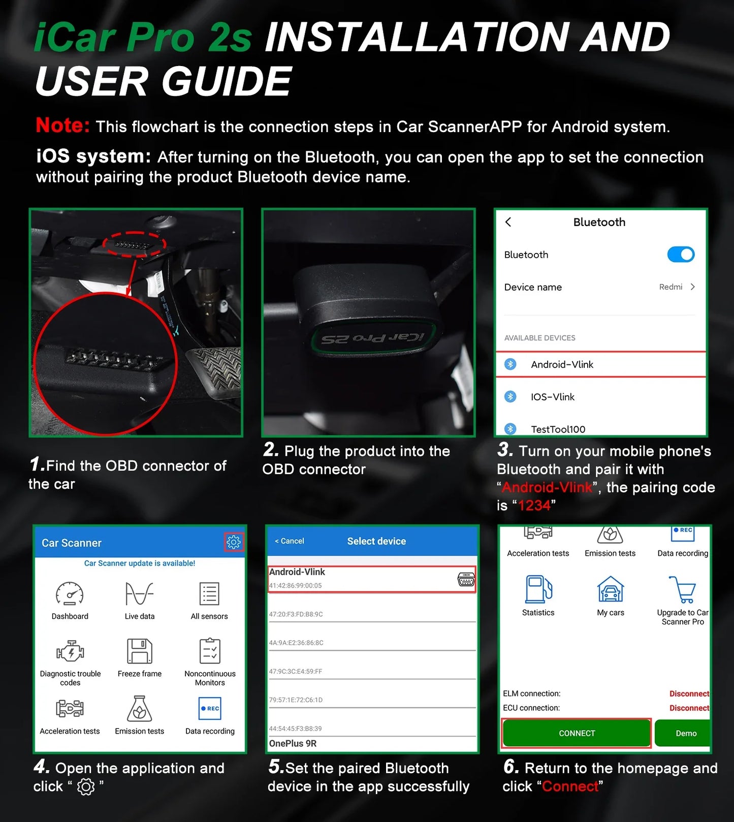 Vgate iCar Pro 2S ELM327 Bluetooth 5.3 OBD2 Car Diagnostic Scanner