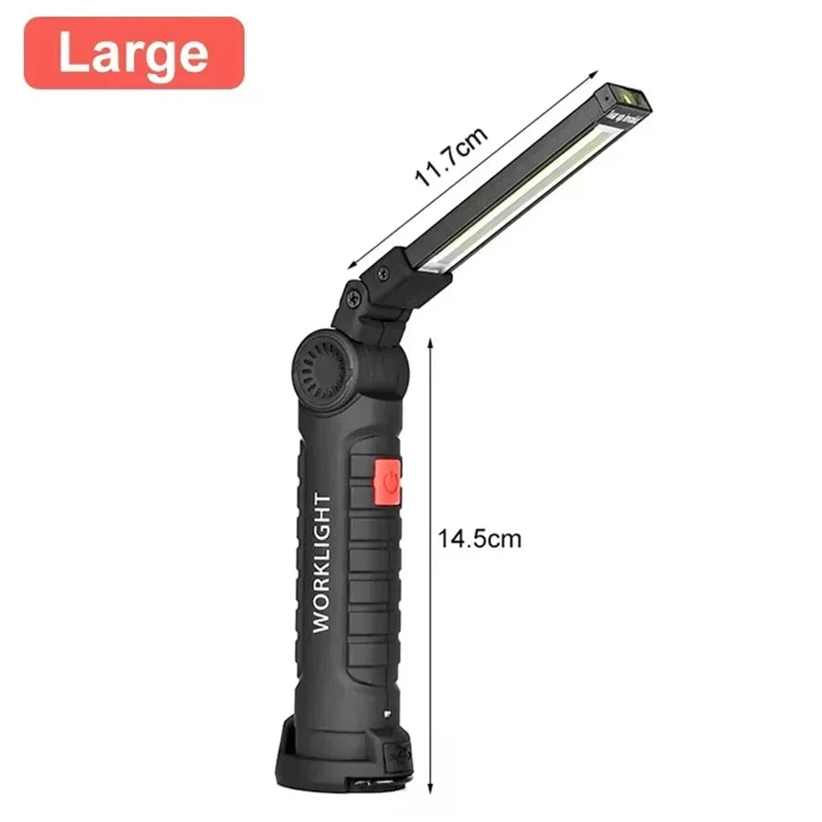 COB LED Rechargeable Flashlight – Magnetic Work Light & Torch