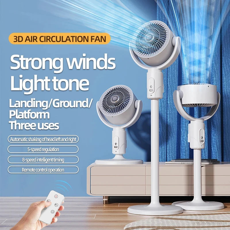 360 Circulation Quiet Powerful Floor Fan,Standing Smart Fans,with Remote Control Adjustable Height Peaceful Pleasures Health and Wellness