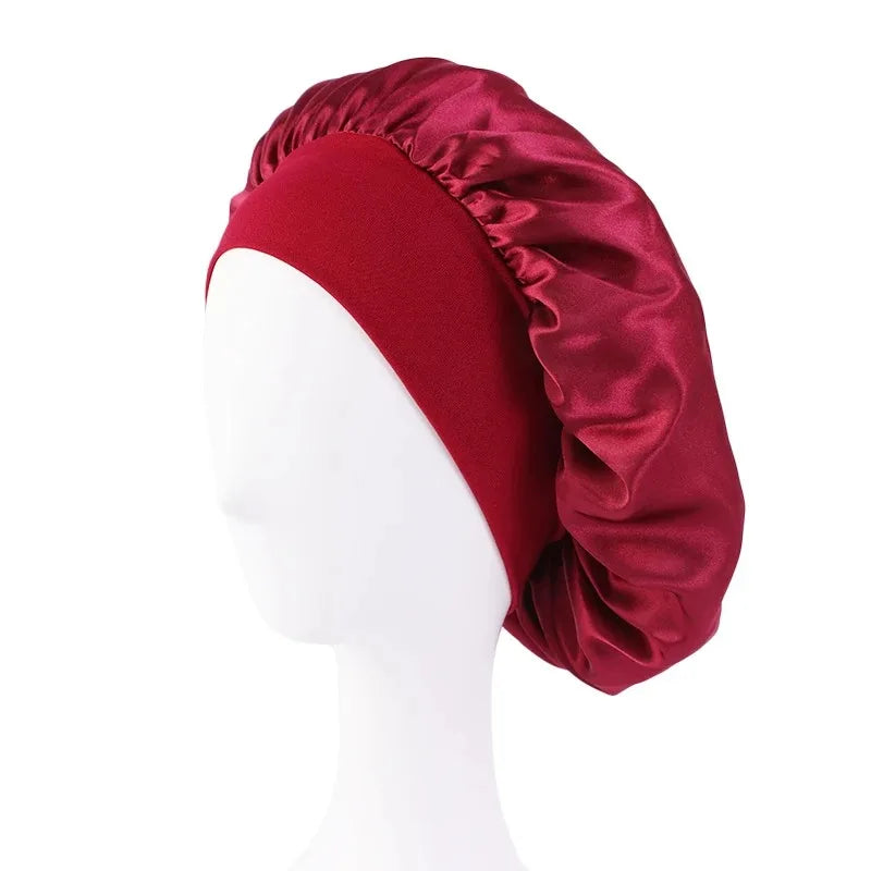Women's Satin Sleep Bonnet | Wide Brim, Elastic Band Hair Care