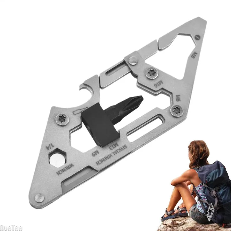 Stainless Steel Multi Tool Carabiner, Portable Survival Gear Gadget, Heavy Duty Clip for Camping Hiking Climbing Outdoor Fishing Peaceful Pleasures Health and Wellness