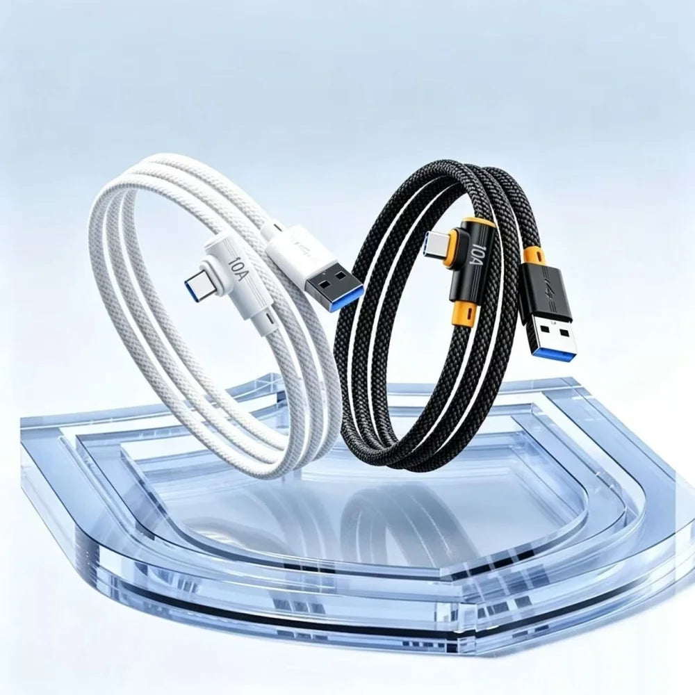 240W USB-C 90° Right Angle Fast Charging Cable 10A Nylon