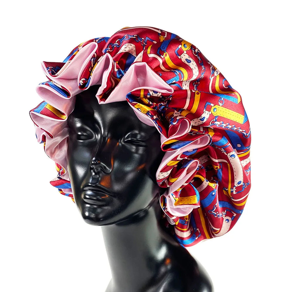 Large Satin Sleep Bonnet Cap – Silky Night Hair Cover Women