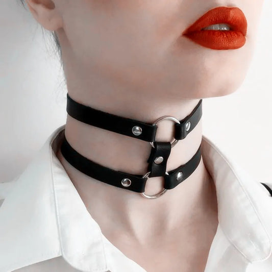 Fashion PU Leather Spiked Choker Punk Collar Women Men Rivets Studded Peaceful Pleasures Health and Wellness XQ-203