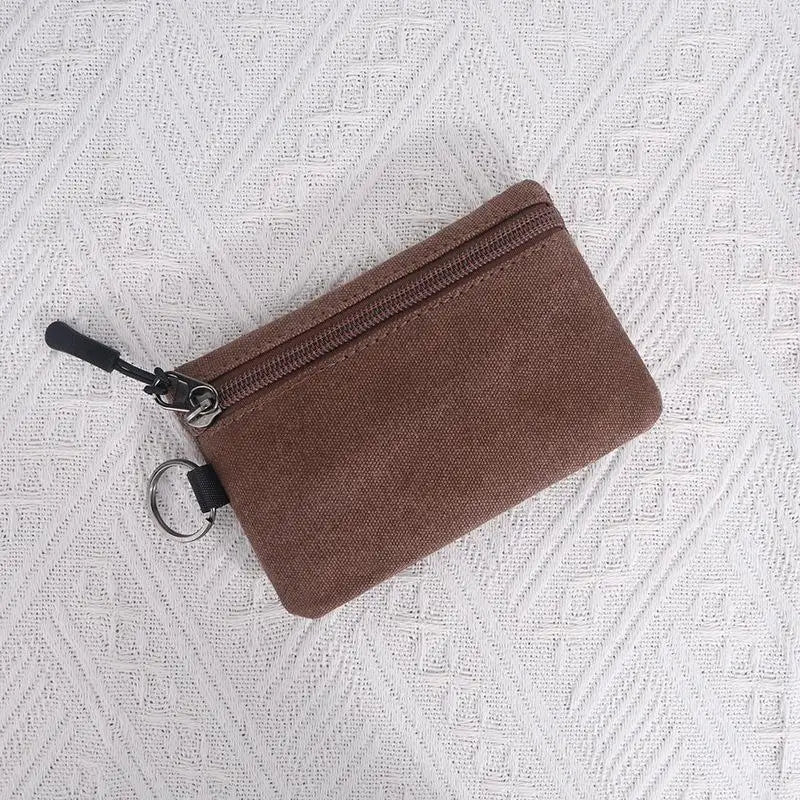 Canvas Mini Coin Wallet – Zipper Purse & Card Holder
