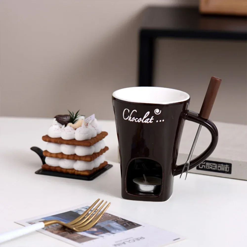 New Small Fondue Mug Set Personal Mini Fondue Pots Chocolate Cheese Ice Cream Fondue Maker Kit Individual Butter Melter Cup Peaceful Pleasures Health and Wellness
