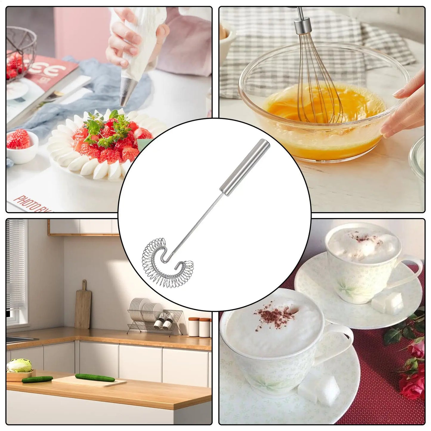 Stainless Steel Spiral Egg Whisk - Cooking Wire Beater for Mixing, Blending, Stirring, Whipping & Beating, for Kitchen Baking Peaceful Pleasures Health and Wellness