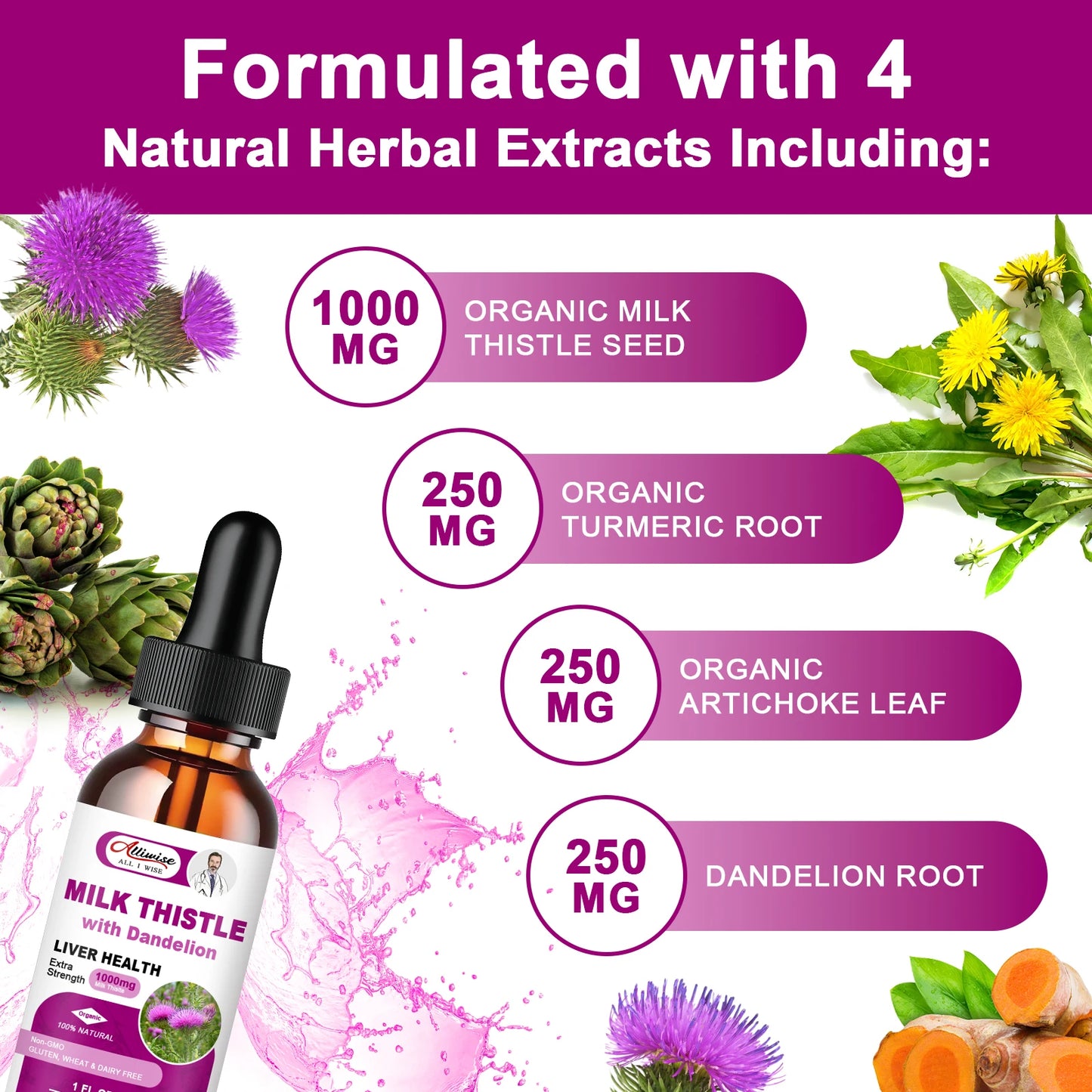 Liquid Milk Thistle Liver Support – Silymarin & Dandelion Peaceful Pleasures Health and Wellness