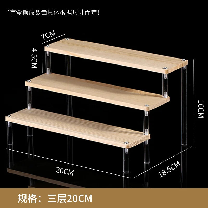 Wooden Ladder Display Stand – 2–5 Tier Acrylic Shelf Rack