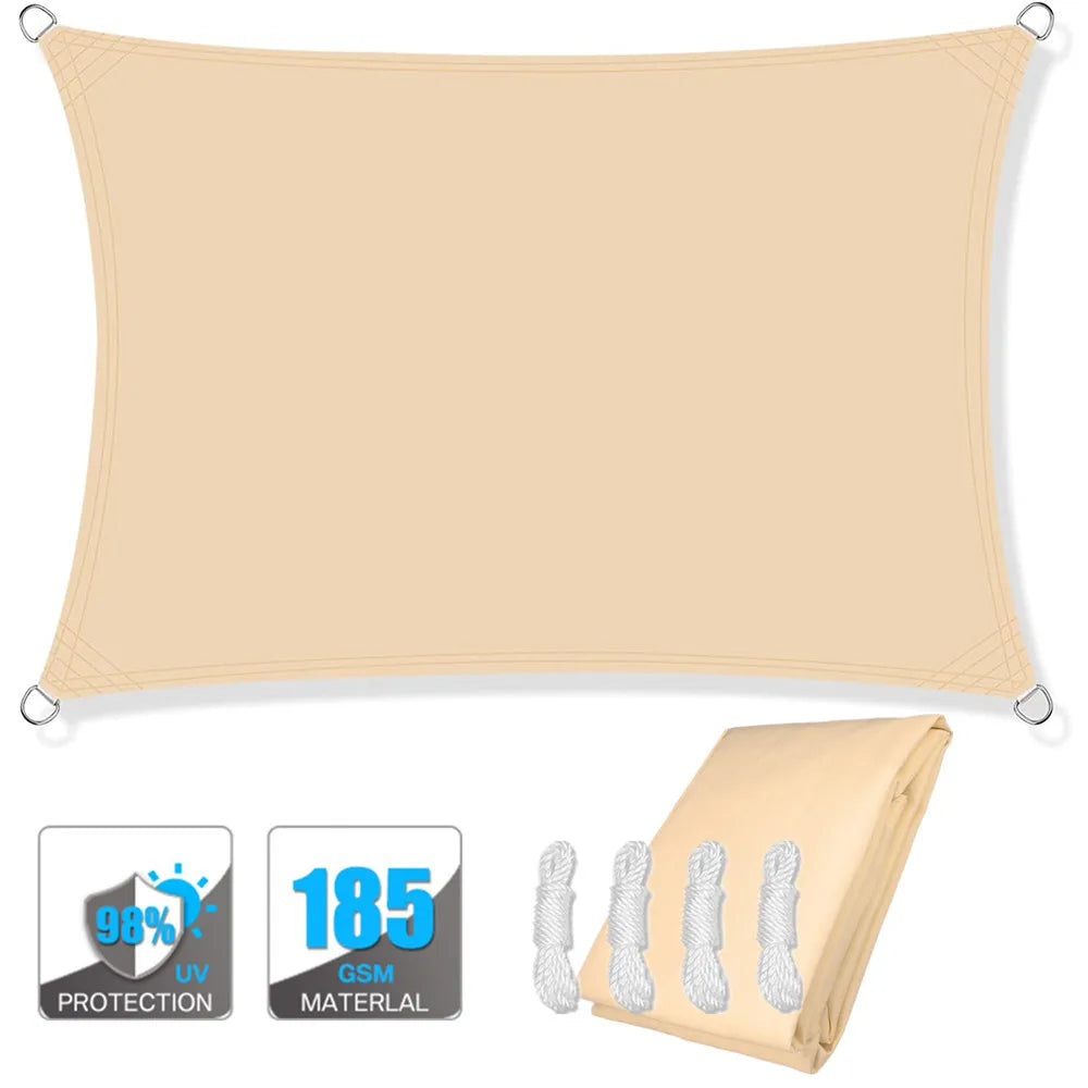 4x2/3/5/6M Rectangular Sun Sail Waterproof Sun Shelter Weather Protection Canopy UV Protection for Patio Balcony Garden Awning Peaceful Pleasures Health and Wellness Beige 3.6Mx3.6M