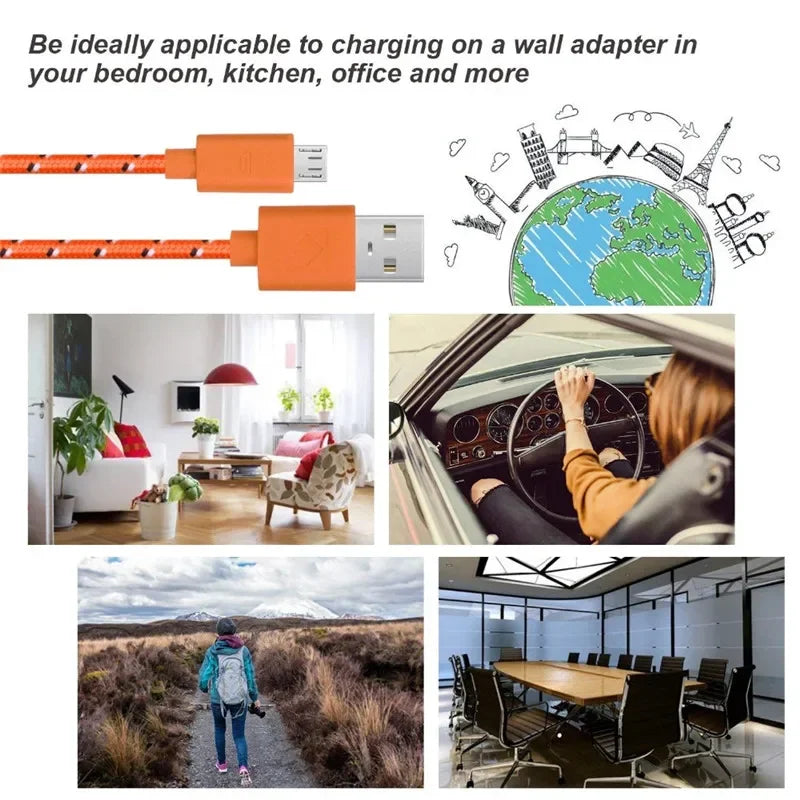 Micro USB Fast Charging Cable 1M/2M/3M | Nylon Braided V8