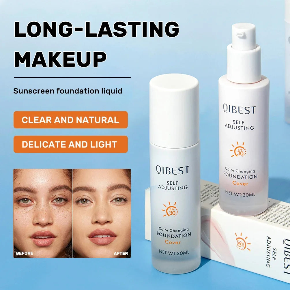 QIBEST Liquid Foundation Hydrating Medium Full Coverage Concealer SPF 30+ Long Wearing Waterproof Foundation Natural Makeup Peaceful Pleasures Health and Wellness