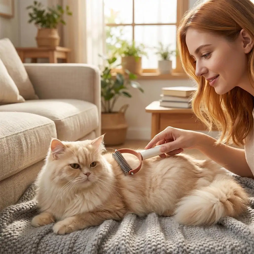 Pet Hair Knotted Comb Cat Dog Sticky Hair Paper Pet Double-sided Open Knot Combing Artifact 2-in-1 Hair Removal Brush Pet Comb Peaceful Pleasures Health and Wellness