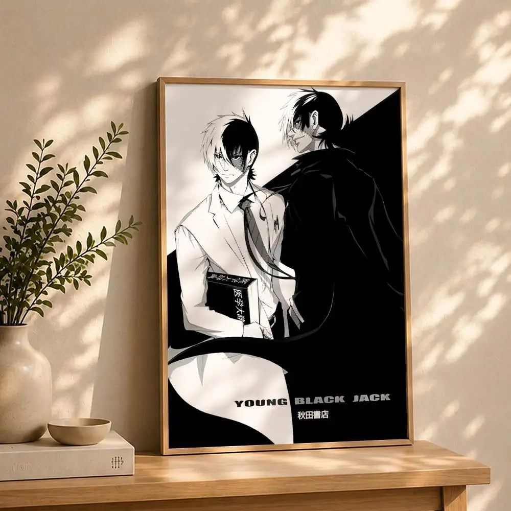 Black Jack Anime Poster – HD Self-Adhesive Waterproof Wall Art Anime Wall Poster Peaceful Pleasures Health and Wellness White10 50X70cmNoframe