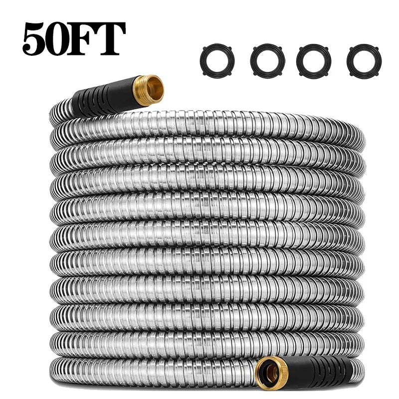 75ft Stainless Steel Garden Hose – Kink-Free Metal Water Hose