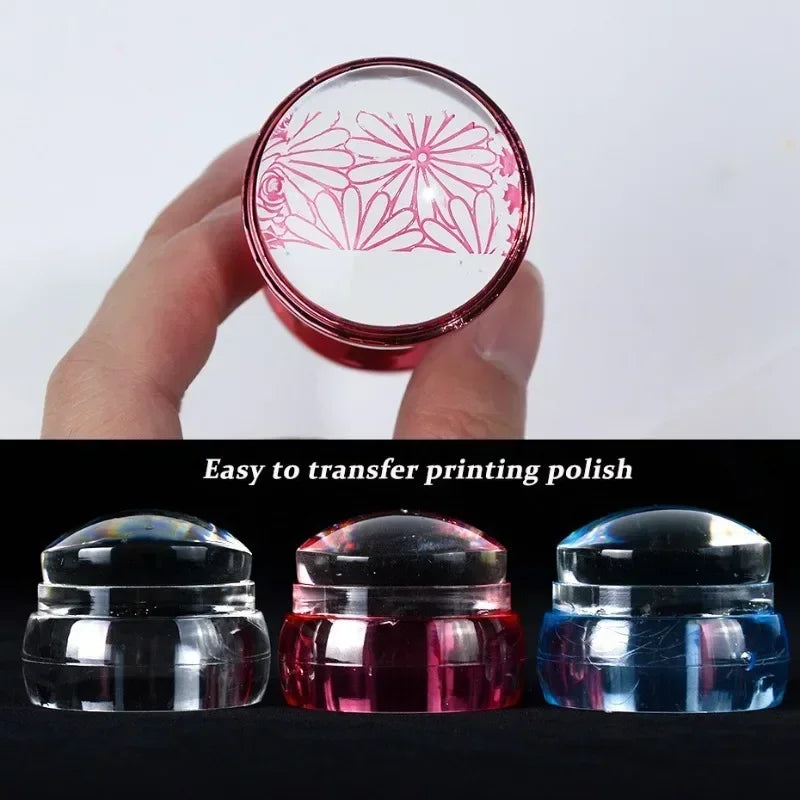 3sets Manicure Nail Art Stamping Plates Kits Clear Silicone Head Mirror Nail Stamper Transfer Templates Printing Scraper Peaceful Pleasures Health and Wellness