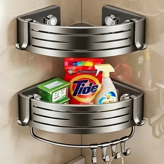 No-Drill Suction Cup Bathroom Corner Shelf | Aluminum Bathroom Corner Shelf Peaceful Pleasures Health and Wellness