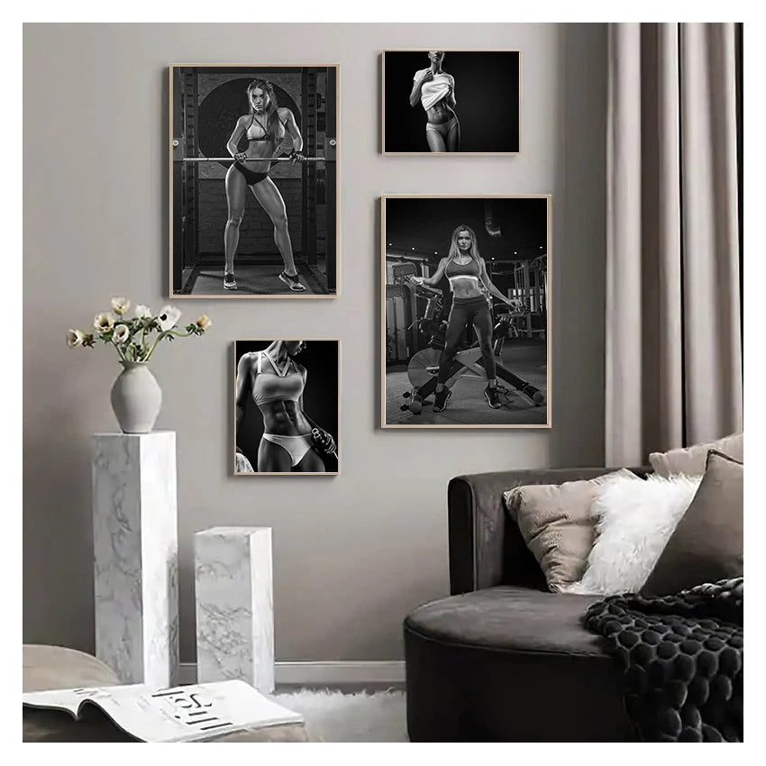 Nordic Fitness Woman Canvas Wall Art | Scandinavian Decor
