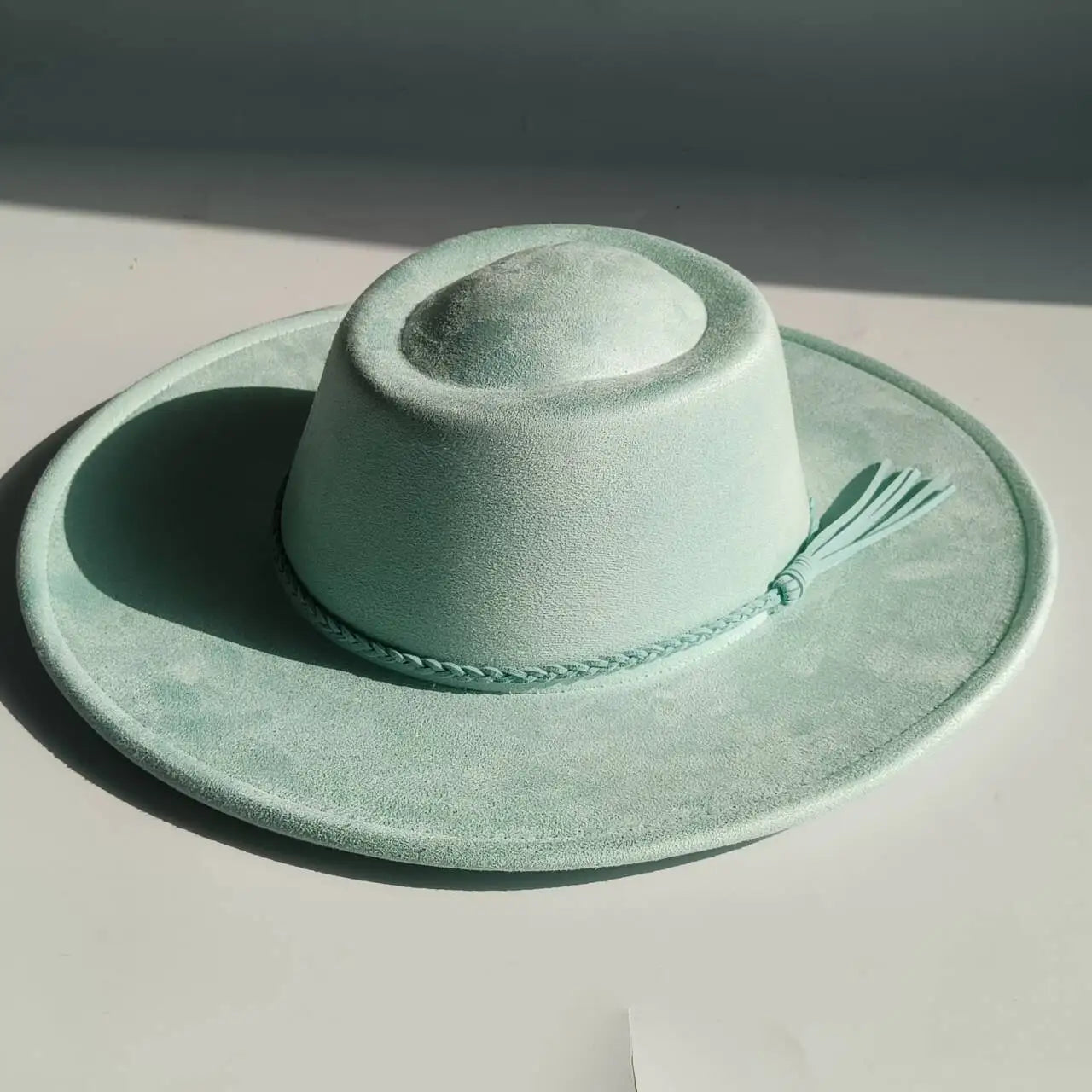 Vegan Suede Fedora Hat | Rhinestone Wide Brim Pork Pie