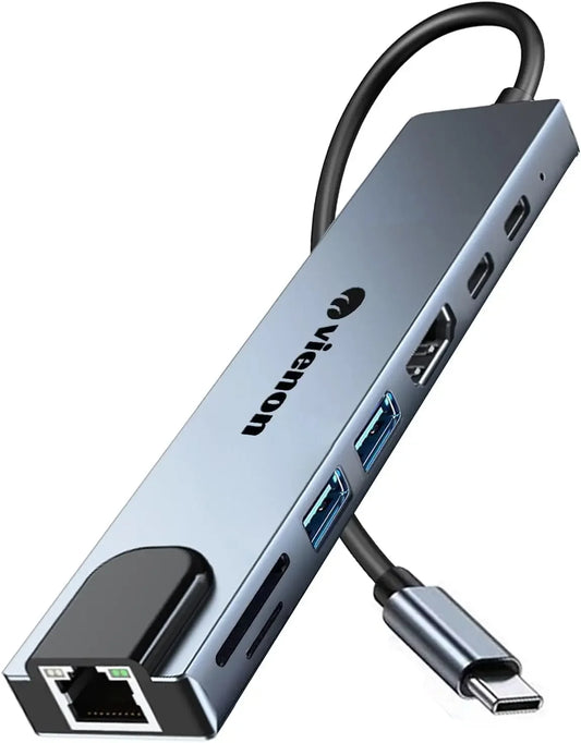 8-in-1 USB C Hub with HDMI 4K, Ethernet, PD Charging, SD/TF Reader for MacBook, iPad Pro, Laptops Peaceful Pleasures Health and Wellness United States