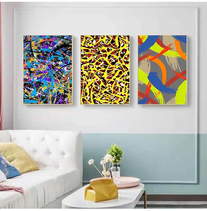 Classic Abstract Art Poster, Colorful Line Image Printing Canvas Art Painting, Used for Home Room Decoration Poster, Frameless Peaceful Pleasures Health and Wellness