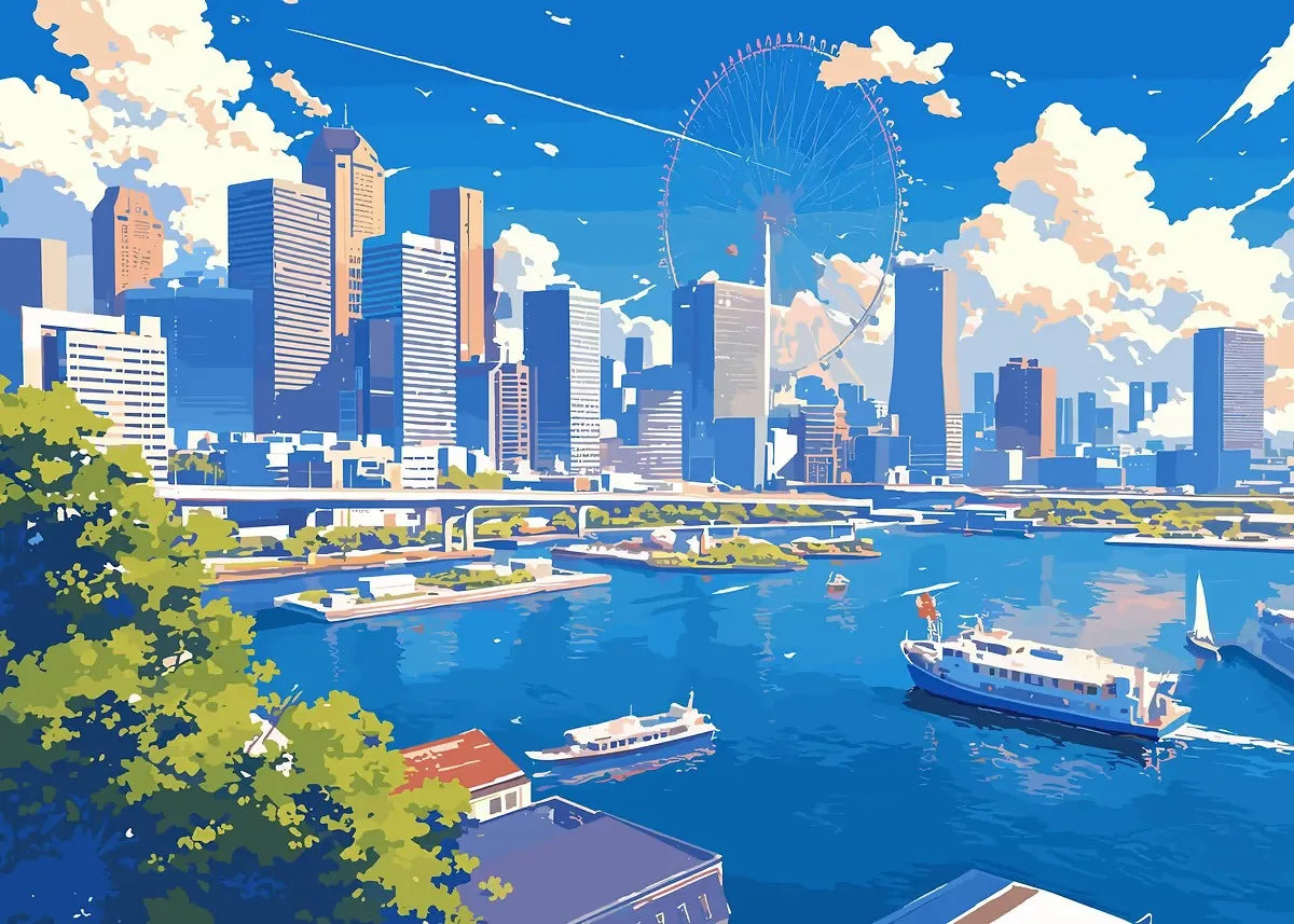 Aestheticism Anime Scenes Posters Sakura Tram Train Ocean View Landscape Prints Canvas Painting Wall Art Picture for Home Decor Peaceful Pleasures Health and Wellness