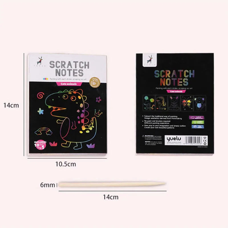 Magic Rainbow Scratch Art Activity Books Kids Cartoon Dinosaur Ocean