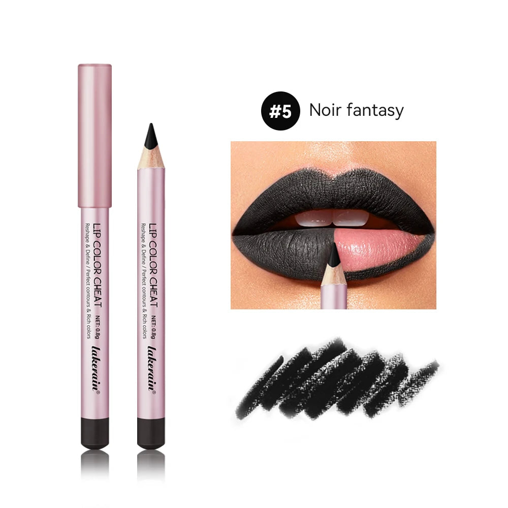 Long-Lasting Waterproof Lip Liner Lip Pencil Color Cheat Precise Shaping Moisturizing Smooth Create Sexy Lip Shape Cosmetics Peaceful Pleasures Health and Wellness 5 black