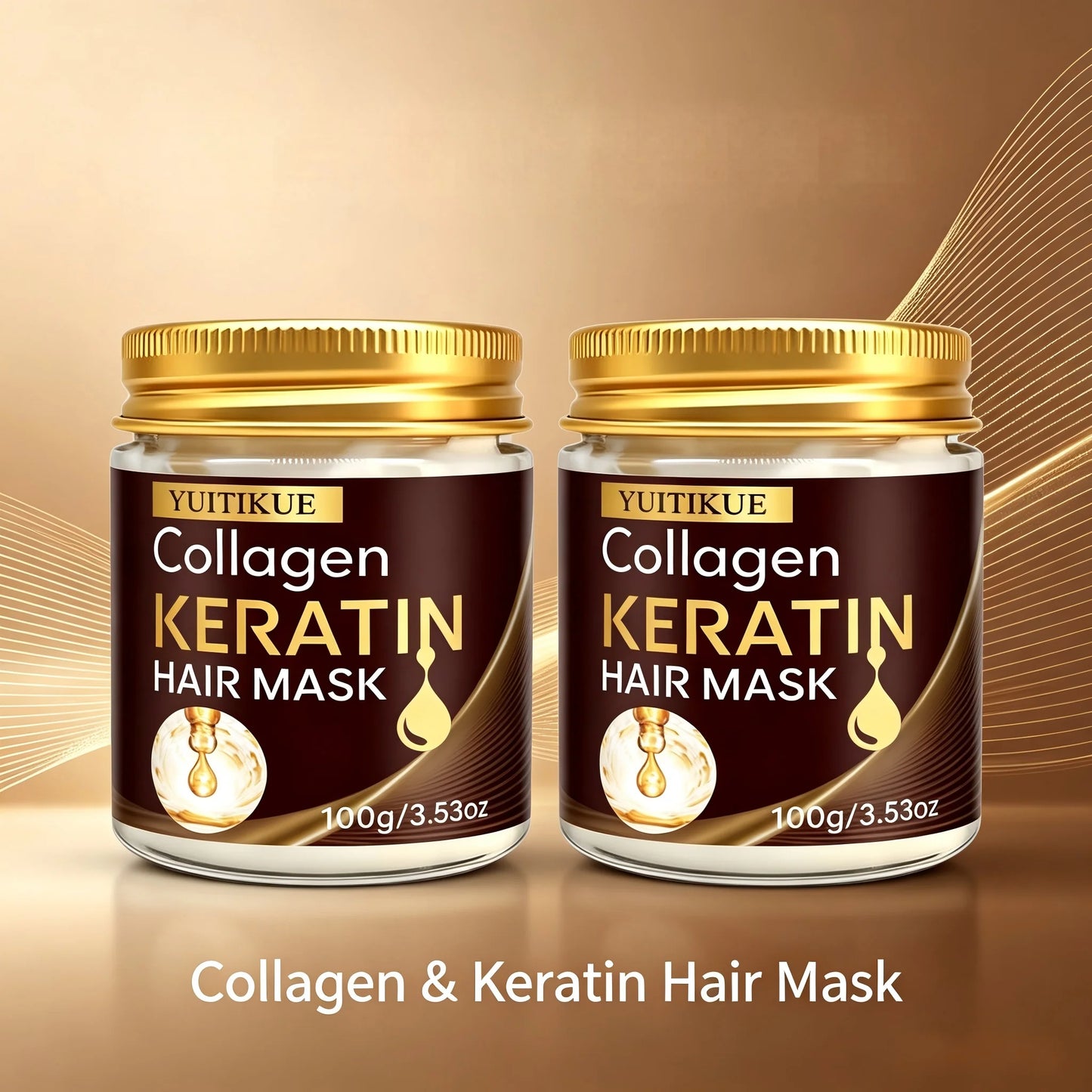 YUITIKUE Collagen Keratin Hair Mask 100g Deep Repair Treatment for Dry Damaged Hair & Split Ends Peaceful Pleasures Health and Wellness 2pc
