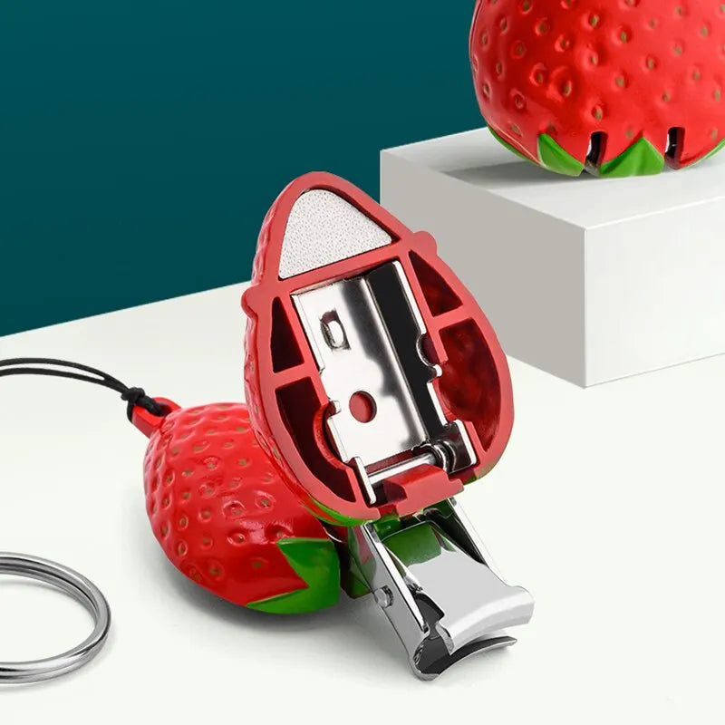 Strawberries Design Folding Nail Clippers High-End Portable Manicure Tools Key Fob Fruit Themed Nail Clippers f Personal Hygiene Peaceful Pleasures Health and Wellness strawberry