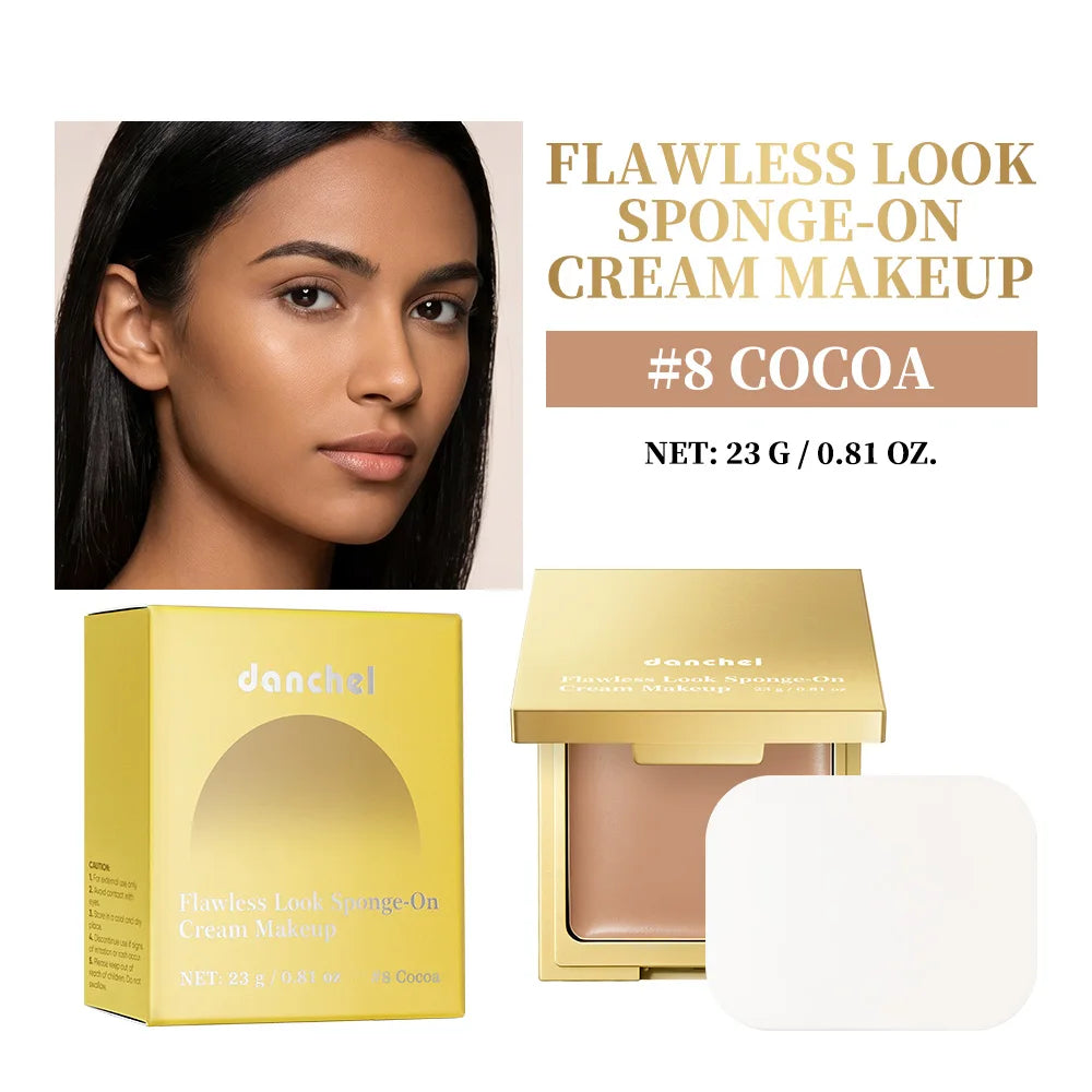 Flawless Finish Cream Foundation Sponge‑On Medium‑to‑Full Coverage Oil Control Breathable Long Lasting Concealer Makeup Peaceful Pleasures Health and Wellness 8Cocoa