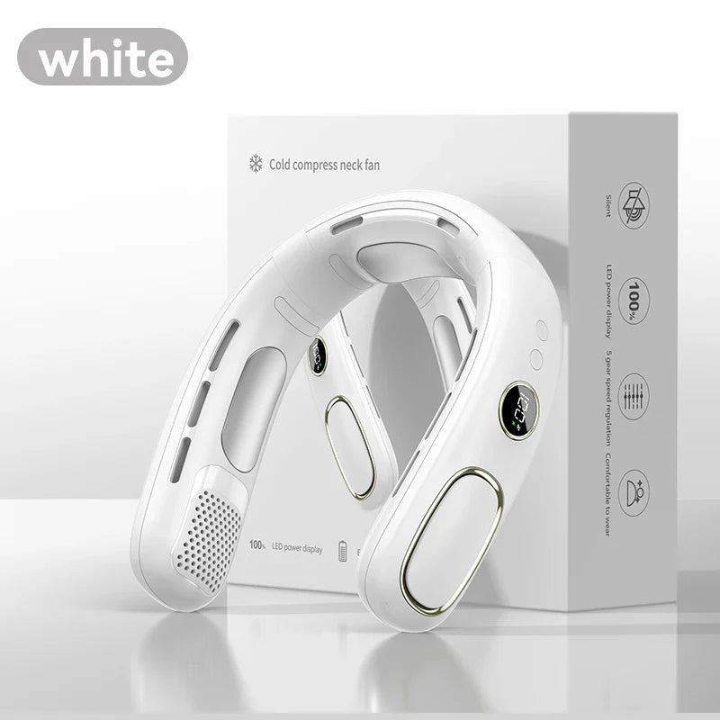 Bladeless Neck Fan 2026 – Portable Wearable Cooler Digital Display