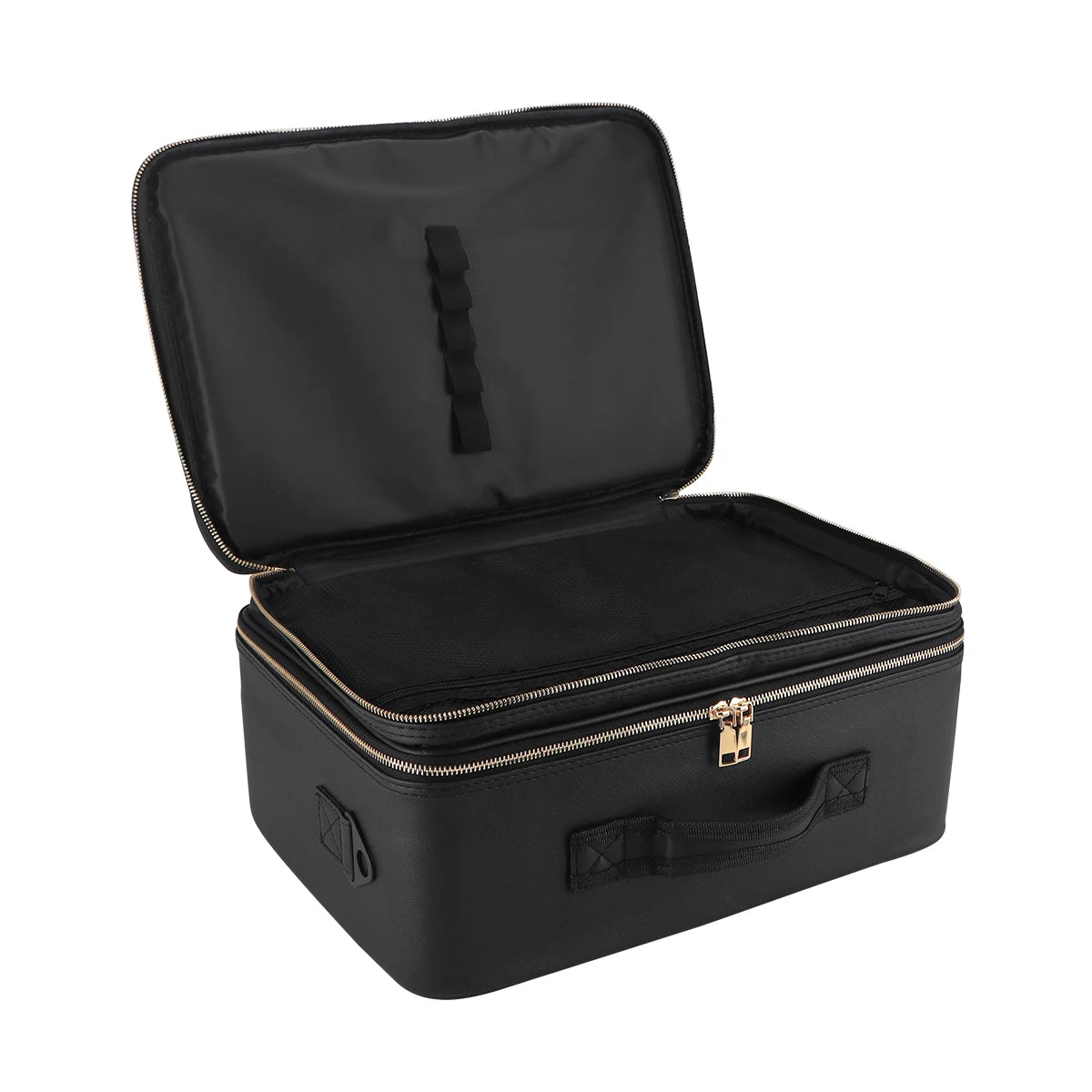 Makeup Display Box Cosmetic Bag Brush Organizer And Storage Travel Box With Adjustable Strap Barbershop Tools Portable Bag Peaceful Pleasures Health and Wellness Black