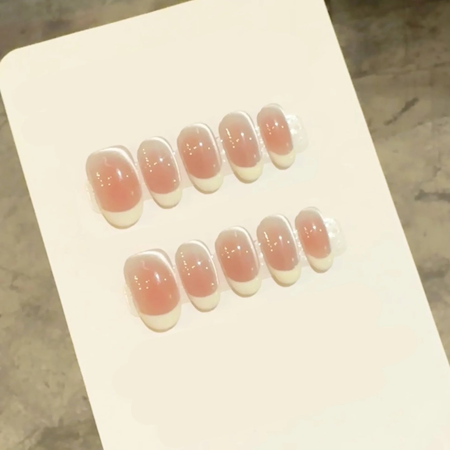 10pcs Handmade French Cat Eye Press on Nails Ins Simple Nude Pink Sweet Girl Fake Nails Reusable Wearable Korean False Nail Tips Peaceful Pleasures Health and Wellness L 1
