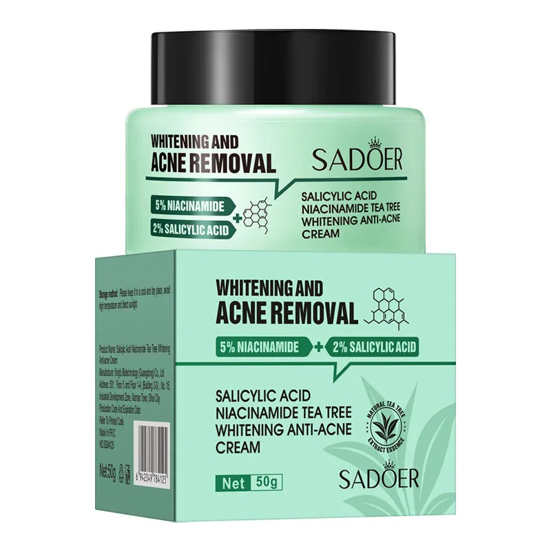 Salicylic Acid Nicotinamide Tea Tree Acne Repair Face Scar Cream Anti-Acne Deep Cleaning Pore Oil Control Moisturizing Skin Care Peaceful Pleasures Health and Wellness